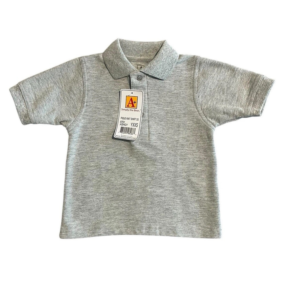 A+ Polo Shirt Gray Youth XXS Short Sleeve Pique